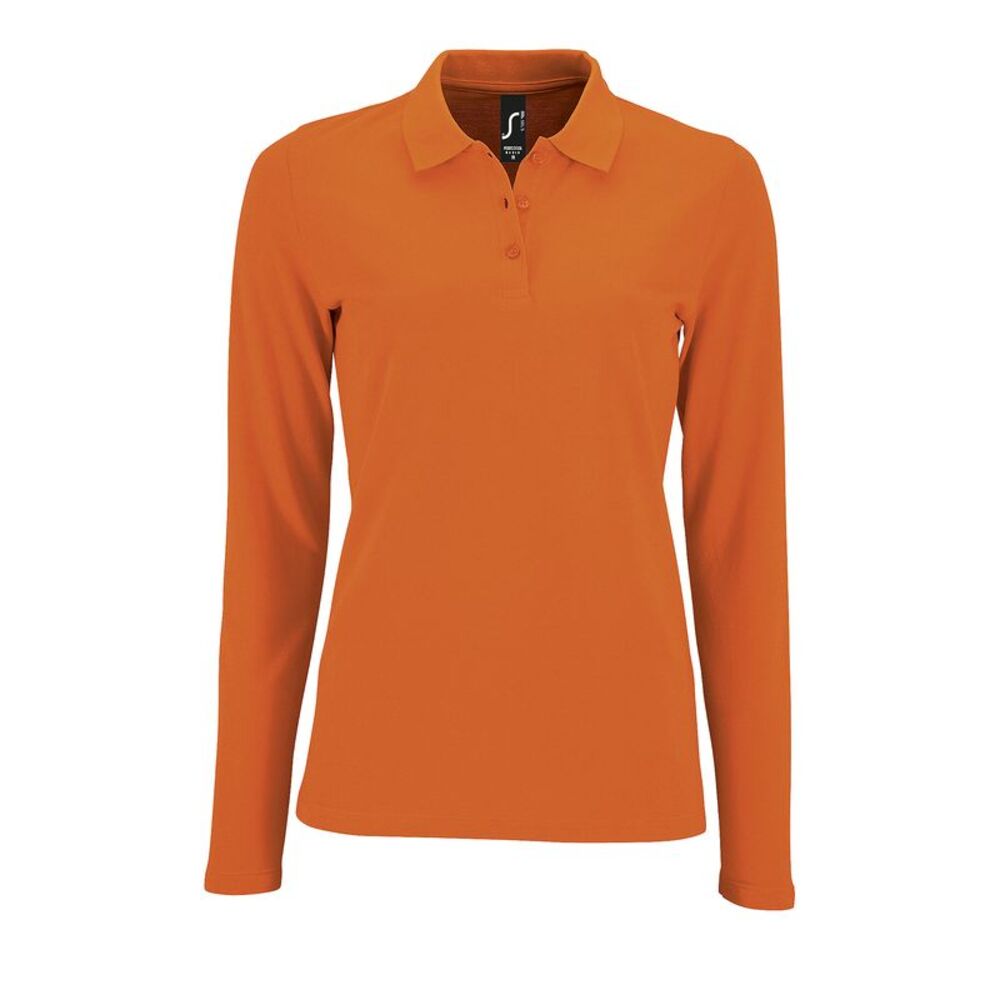 SOLS Womens/Ladies Perfect Long Sleeve Pique Polo Shirt / Orange
